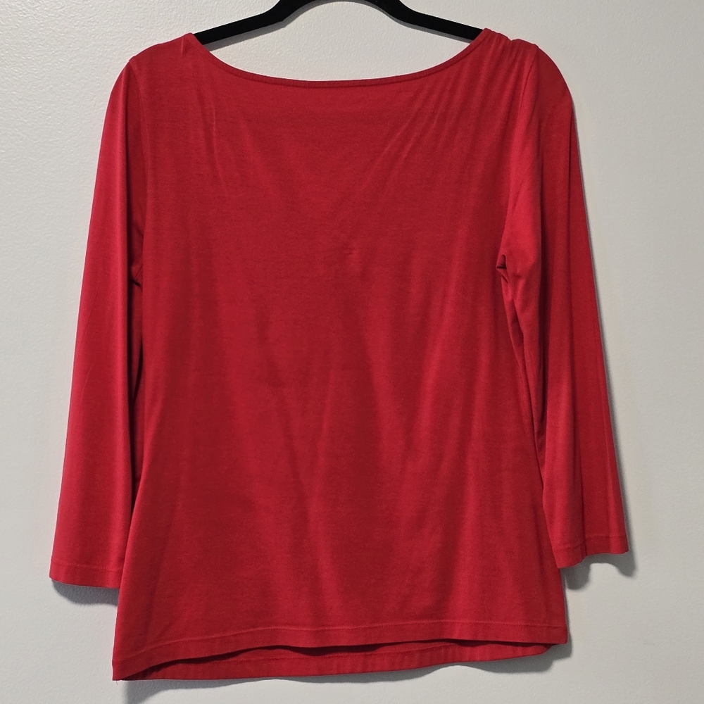 Talbots Red 3/4 Sleeve Blouse, Size S - Picture 2 of 8
